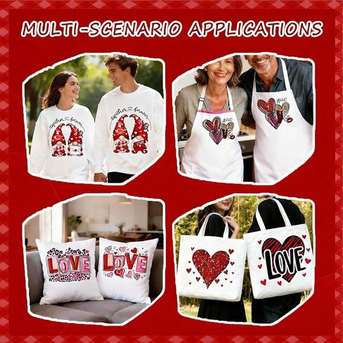 عيد الحب على النقل بالكي، 16 ورقة كيوبيد وحبيبته اقتباسات الحب DTF جاهزة للضغط، فينيل ناقل للحرارة من الفينيل للقمصان، هدايا لصديقتها وصديقتها in Kuwait