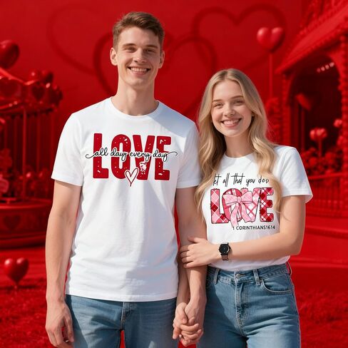 عيد الحب على النقل بالكي، 16 ورقة كيوبيد وحبيبته اقتباسات الحب DTF جاهزة للضغط، فينيل ناقل للحرارة من الفينيل للقمصان، هدايا لصديقتها وصديقتها in Kuwait