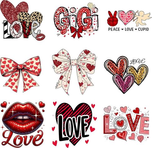 عيد الحب على النقل بالكي، 16 ورقة كيوبيد وحبيبته اقتباسات الحب DTF جاهزة للضغط، فينيل ناقل للحرارة من الفينيل للقمصان، هدايا لصديقتها وصديقتها in Kuwait