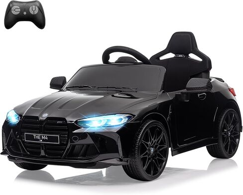 12V Electric Ride On Car w/RC,Licensed by BMW M4 Toddler Electric Vehicle for 37-83 Months,Power Wheels for Boys Girls, with Suspension System,3 Speeds, Bluetooth, MP3, Double Door, LED Light(Black) in Saudi Arabia