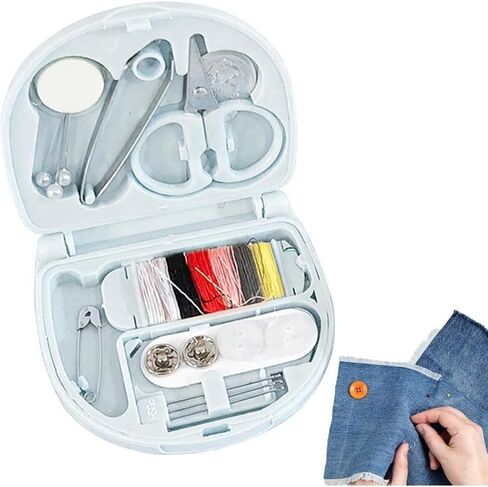 1 Pcs Portable Mini Sewing Kit Travel Size Thread and Needles Essential Sewing Tools Organizer for Beginners Box(Blue) in Saudi Arabia