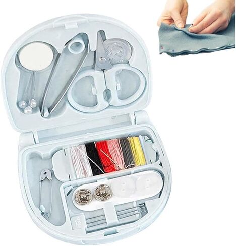 1 Pcs Portable Mini Sewing Kit Travel Size Thread and Needles Essential Sewing Tools Organizer for Beginners Box(Blue) in Saudi Arabia