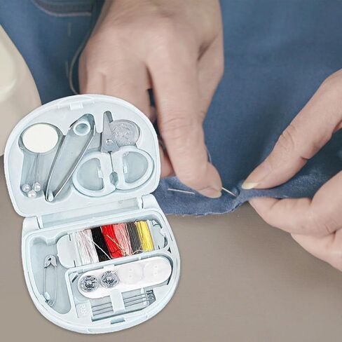 1 Pcs Portable Mini Sewing Kit Travel Size Thread and Needles Essential Sewing Tools Organizer for Beginners Box(Blue) in Saudi Arabia