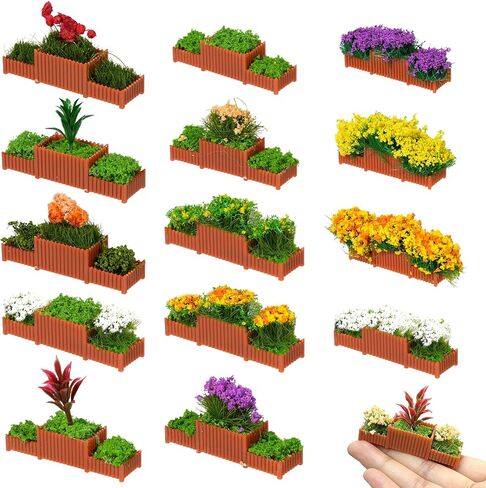 Warmtree 15 Pcs Miniature Flower Bed Model with Mixed Colors, Static Grass Tufts for Mini House Train Landscape Railroad Scenery Sand Military Layout Model Miniature Bases and Dioramas in Kuwait