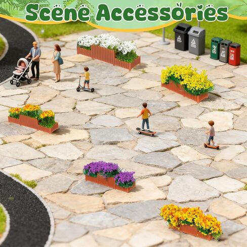 Warmtree 15 Pcs Miniature Flower Bed Model with Mixed Colors, Static Grass Tufts for Mini House Train Landscape Railroad Scenery Sand Military Layout Model Miniature Bases and Dioramas in Kuwait