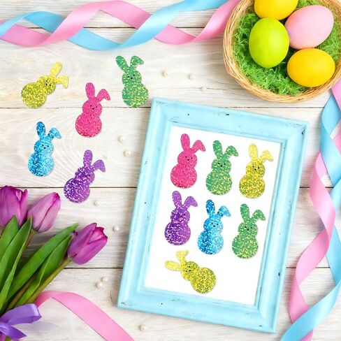 Easter Bunny Stickers, Colorful Glitter Bunny Sticker Roll, 1.5'' Sparkly Self-Adhesive Rabbit Stickers Gift Seals Decal for Scrapbooks Card Water Bottle Craft Holiday Easter Party Favors Decor 500Pcs in Saudi Arabia