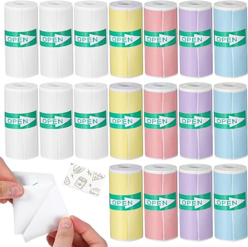 18 Rolls Mini Printer Sticker Paper 57 X 25 Mm Thermal Sticker Paper Self-Adhesive Thermal Printer Stickers for Pocket Inkless Portable Bluetooth Printers For Photos Lists Notes Diy Scrapbook(White) in Saudi Arabia