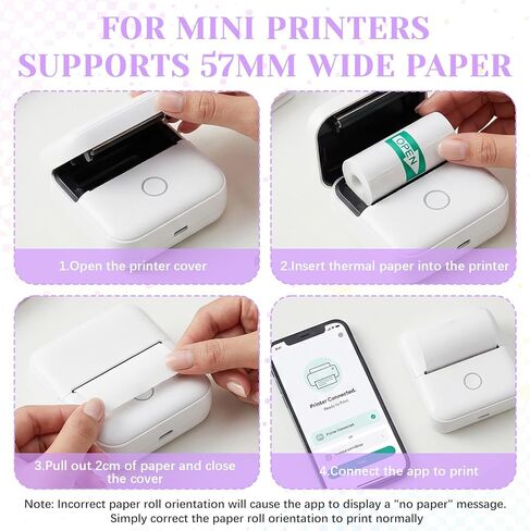 18 Rolls Mini Printer Sticker Paper 57 X 25 Mm Thermal Sticker Paper Self-Adhesive Thermal Printer Stickers for Pocket Inkless Portable Bluetooth Printers For Photos Lists Notes Diy Scrapbook(White) in Saudi Arabia