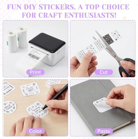 18 Rolls Mini Printer Sticker Paper 57 X 25 Mm Thermal Sticker Paper Self-Adhesive Thermal Printer Stickers for Pocket Inkless Portable Bluetooth Printers For Photos Lists Notes Diy Scrapbook(White) in Saudi Arabia