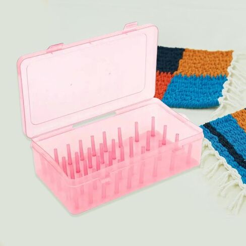 Embroidery Thread Storage Box DIY Supplies 42 Spools Tray Craft Spools Organizer Case Container for Home Embroidery Tabletop, Pink in Saudi Arabia