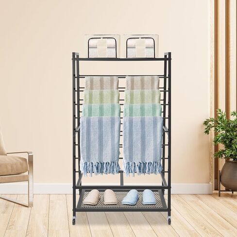 Rolling Ribbon Organizer Double-Sided Ribbon Rack 16-Tier Ribbon Holder Organizer Rack with Brakes & 2 Display Platforms Metal Wrapping Paper Holder for Flower Shop, Craft Room in Saudi Arabia