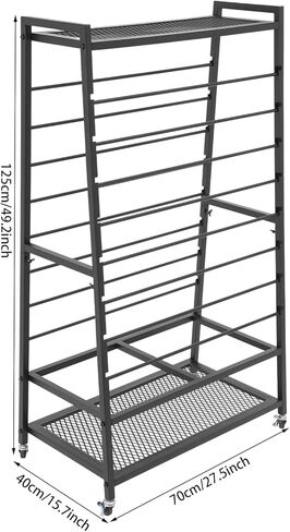 Rolling Ribbon Organizer Double-Sided Ribbon Rack 16-Tier Ribbon Holder Organizer Rack with Brakes & 2 Display Platforms Metal Wrapping Paper Holder for Flower Shop, Craft Room in Saudi Arabia