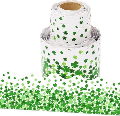 36 Ft St. Patrick’s Day Bulletin Board Border Roll, Green Shamrock Bulletin Border Clover Borders Trim for St. Patricks Day Irish Party Classroom Office Bulletins Board Decorations in Kuwait