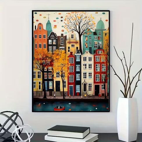 BOHADIY المناظر الطبيعية الماس مجموعات الفن للبالغين - 5D بناء مجموعات الطلاء الماس للمبتدئين، DIY شارع الصليب جوهرة الفن الحرف الحفر جولة كاملة لجدران المنزل ديكور 12X16Inch in Saudi Arabia