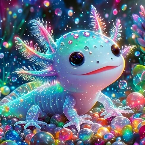 MOMDEDP Axolotl Diamond Art Kits for Adults,Axolotl Diamond Painting Kits,5D Full Drill Diamond Dots Paintings,Round Diamond Art Canvas for Beginners Home Wall Decor 12 x 12 Inch ﻿ in Saudi Arabia