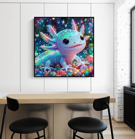 MOMDEDP Axolotl Diamond Art Kits for Adults,Axolotl Diamond Painting Kits,5D Full Drill Diamond Dots Paintings,Round Diamond Art Canvas for Beginners Home Wall Decor 12 x 12 Inch ﻿ in Saudi Arabia