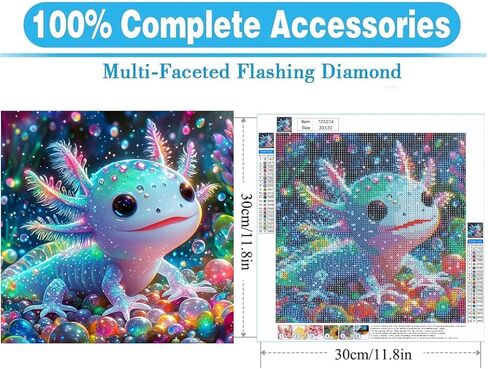 MOMDEDP Axolotl Diamond Art Kits for Adults,Axolotl Diamond Painting Kits,5D Full Drill Diamond Dots Paintings,Round Diamond Art Canvas for Beginners Home Wall Decor 12 x 12 Inch ﻿ in Saudi Arabia