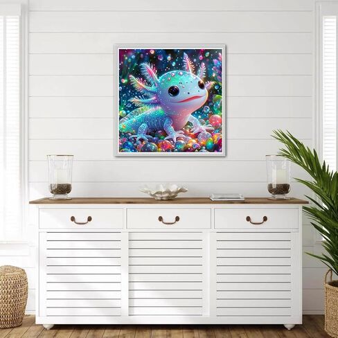 MOMDEDP Axolotl Diamond Art Kits for Adults,Axolotl Diamond Painting Kits,5D Full Drill Diamond Dots Paintings,Round Diamond Art Canvas for Beginners Home Wall Decor 12 x 12 Inch ﻿ in Saudi Arabia