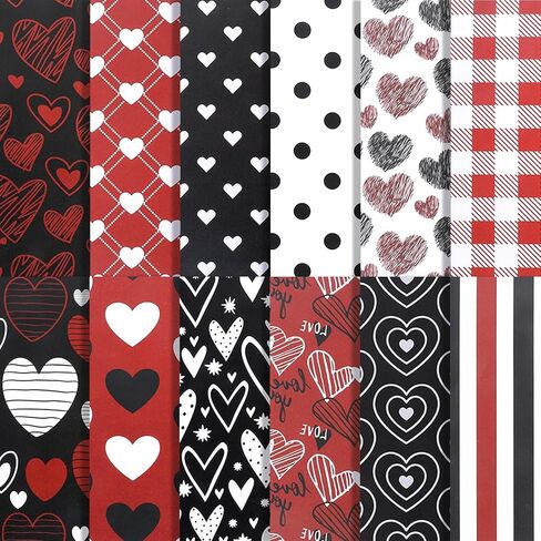 Valentine Scrapbook Paper Valentine Decorative Craft Paper 24 Sheet Valentines Cardstock Red Heart Love Patterned Papers for DIY Card Making Photo Album Journal Decor Valentines Craft Supplies in Saudi Arabia