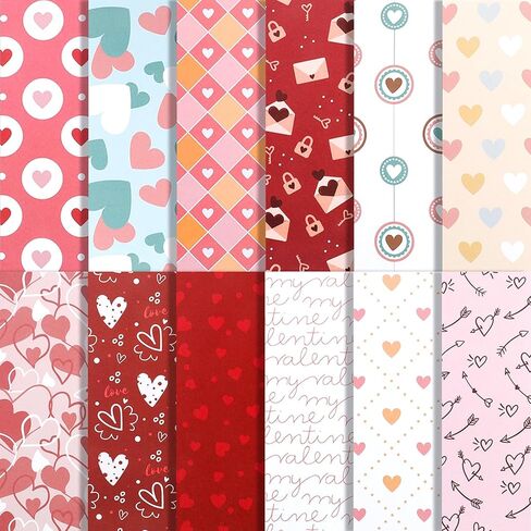 Valentine Scrapbook Paper Valentine Decorative Craft Paper 24 Sheet Valentines Cardstock Red Heart Love Patterned Papers for DIY Card Making Photo Album Journal Decor Valentines Craft Supplies in Saudi Arabia