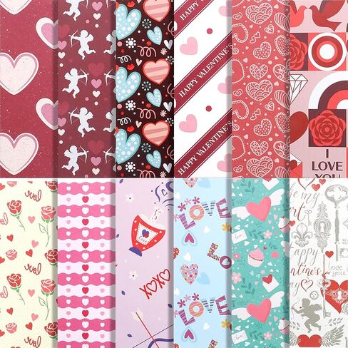 Valentine Scrapbook Paper Valentine Decorative Craft Paper 24 Sheet Valentines Cardstock Red Heart Love Patterned Papers for DIY Card Making Photo Album Journal Decor Valentines Craft Supplies in Saudi Arabia