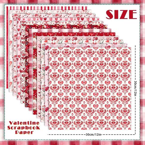 24 Sheets Valentine's Day Scrapbook Paper, Retro Newspaper Floral Decorative Craft Paper Folded Flat for Galentine Card Making Wedding Party Photo Album Decor, 12'' x 12'' (A) in Saudi Arabia