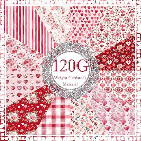 24 Sheets Valentine's Day Scrapbook Paper, Retro Newspaper Floral Decorative Craft Paper Folded Flat for Galentine Card Making Wedding Party Photo Album Decor, 12'' x 12'' (A) in Saudi Arabia