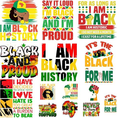 10 ورقات لشهر التاريخ الأسود، يمكن كيها على رقع النقل بالضغط الحراري للملابس والسترات القابلة للغسل، نحن ملصق تاريخ أسود لتزيين الديكور بنفسك in Kuwait