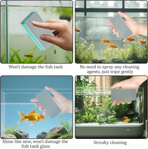4 PCS Fish Tank Cleaning Tools, Aquarium Glass Cleaner Sponge Double Sided Sponge Brush Fish Tank Glass Surface buildew Remover Double Sided Aquarium Cleaning Pad for Fishes Turtle Tanks in Saudi Arabia