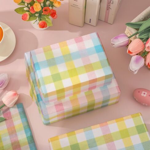 AnyDesign 60 ورقة عيد الفصح منقوشة المناديل الورقية الباستيل الملونة القماش القطني متقلب ورق تغليف الهدايا للحرف اليدوية لوازم حفلات عيد ميلاد الربيع، 13.8 × 19.7 بوصة in Kuwait