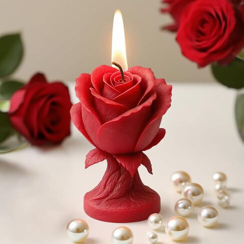 3D Rose Flower Silicone Candle Molds, Floral Candle Holder Shape Epoxy Resin Casting Mold for Candle Making DIY Soap Craft Supplies Wedding Valentines Anniversary Table Home Decor in Saudi Arabia