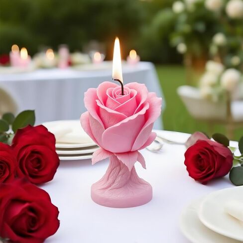 3D Rose Flower Silicone Candle Molds, Floral Candle Holder Shape Epoxy Resin Casting Mold for Candle Making DIY Soap Craft Supplies Wedding Valentines Anniversary Table Home Decor in Saudi Arabia