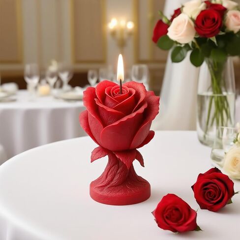 3D Rose Flower Silicone Candle Molds, Floral Candle Holder Shape Epoxy Resin Casting Mold for Candle Making DIY Soap Craft Supplies Wedding Valentines Anniversary Table Home Decor in Saudi Arabia
