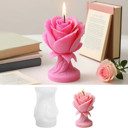 3D Rose Flower Silicone Candle Molds, Floral Candle Holder Shape Epoxy Resin Casting Mold for Candle Making DIY Soap Craft Supplies Wedding Valentines Anniversary Table Home Decor in Saudi Arabia