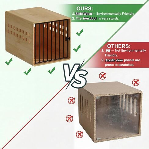 Solid Wooden Furniture Dog Crate for Medium & Small Dogs, Wooden Puppy Crate Table, Small Decorative Dog Kennel Indoor, Pet House End Table for Living Room, Bedroom Natural in Kuwait