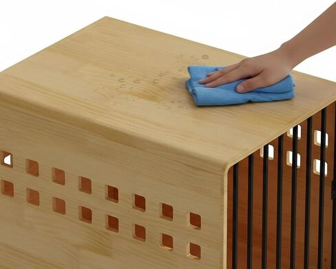 Solid Wooden Furniture Dog Crate for Medium & Small Dogs, Wooden Puppy Crate Table, Small Decorative Dog Kennel Indoor, Pet House End Table for Living Room, Bedroom Natural in Kuwait