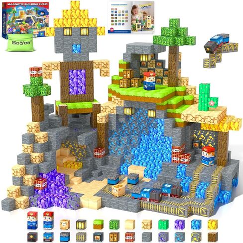 100PCS Magnetic Blocks: Build Mine Magnet World Set Magntic Toys for 4-8 STEM Building Cubes Magnetic Tiles Sensory Educational Toys for 3+ Years Old Boys Girls Birthday Christmas Gifts in Kuwait