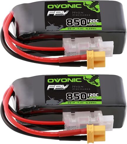 OVONIC 2S 850mAh Lipo Battery 7.4V 120C Battery with XT30 Plug for RC Car Truck RC Vehicles Boat Drone RC Airplane Quadcopter Helicopter FPV Racing Hobby Models [2pcs] in Saudi Arabia