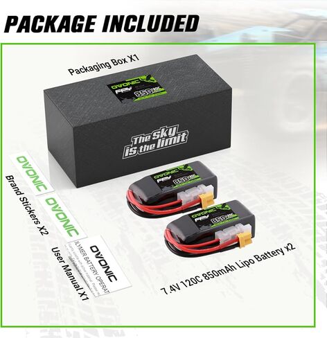 OVONIC 2S 850mAh Lipo Battery 7.4V 120C Battery with XT30 Plug for RC Car Truck RC Vehicles Boat Drone RC Airplane Quadcopter Helicopter FPV Racing Hobby Models [2pcs] in Saudi Arabia