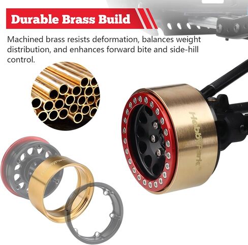HobbyPark Brass Internal Beadlock Rings Clamp Ring 95g Wheel Weights fit 1.9" Wheel Rims for 1/10 RC Crawler Axial SCX10 II 90046 TRX4 VS4-10 SCX10 Pro Upgrades Parts, 4PCS (Gold) in Saudi Arabia