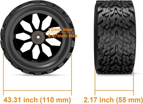 Hosim RC سيارة 12 مم عجلات سداسية وإطارات لـ 1/8 X17 X27 X25 RC قطع غيار السيارات 1/8 مقياس عالي السرعة RC شاحنة الزاحف عربات التي تجرها الدواب X27-LZ01 F28-LZ02 استبدال الملحقات in Saudi Arabia