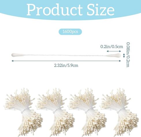 1600 PCS Flower Stamens, Stamens for Flower Making Pearl Double Heads Flowers Stamen for Crafts Artificial Flowers Pollen Stems White Handmade Floral Stamen for Home Scrapbook Wedding Party Decoration in Saudi Arabia