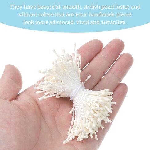 1600 PCS Flower Stamens, Stamens for Flower Making Pearl Double Heads Flowers Stamen for Crafts Artificial Flowers Pollen Stems White Handmade Floral Stamen for Home Scrapbook Wedding Party Decoration in Saudi Arabia