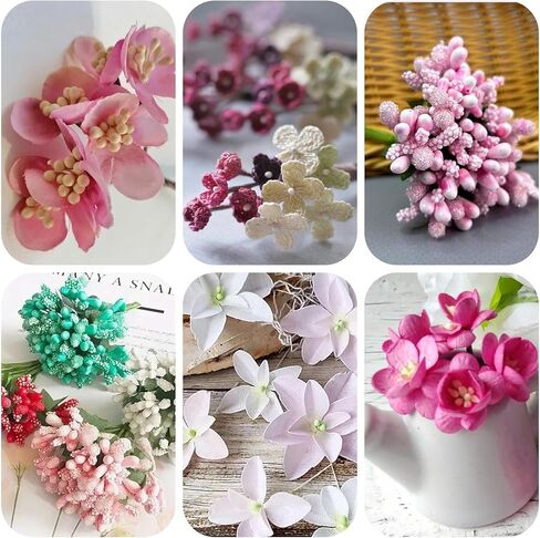 1600 PCS Flower Stamens, Stamens for Flower Making Pearl Double Heads Flowers Stamen for Crafts Artificial Flowers Pollen Stems White Handmade Floral Stamen for Home Scrapbook Wedding Party Decoration in Saudi Arabia