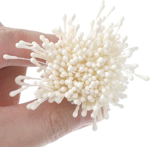 1600 PCS Flower Stamens, Stamens for Flower Making Pearl Double Heads Flowers Stamen for Crafts Artificial Flowers Pollen Stems White Handmade Floral Stamen for Home Scrapbook Wedding Party Decoration in Saudi Arabia