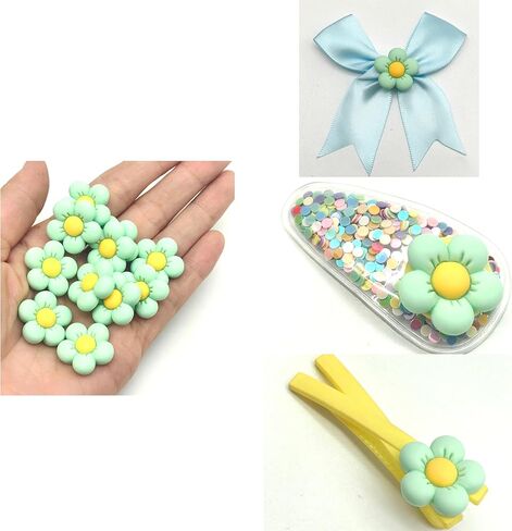 Lmlliang 20pc Mini Resin Flower Flat Back for Scrapbooking Embellishment DIY Handcraft Photo Album Hair Phone Case Decor 21mm Green in Saudi Arabia