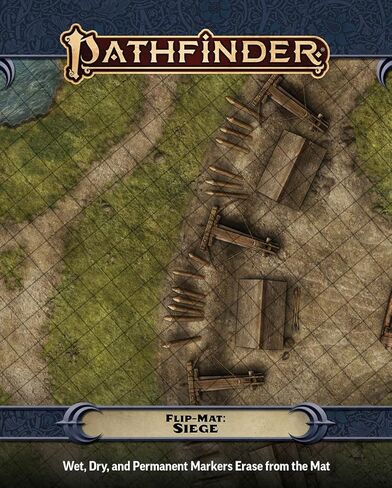 حصيرة Pathfinder Flip-Mat: Siege - خريطة معركة مزدوجة الجوانب 24 بوصة × 30 بوصة - سجادة ألعاب قبل وبعد الحصار لألعاب الطاولة آر بي جي - متوافقة مع المسح الرطب/الجاف in Kuwait