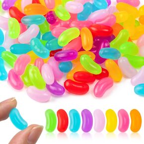 50pcs Miniature Fake Jelly Beans Easter Decor, Mixed Colors Fake Candy Resin Charms, Cute Simulated Jelly Beans for Easter Egg Hunt Activity Spring Craft Supply Basket Decoration-0.6" X 0.3" in Saudi Arabia