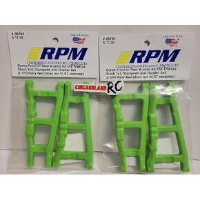 Generic 2 Pack RPM 80704 Front Rear Green A-Arms تتضمن قسيمة CHICAGOLAND RC تناسب T R A X X A S 4x4 Slash Stampede RUSTLER & Rally 4wd in Kuwait