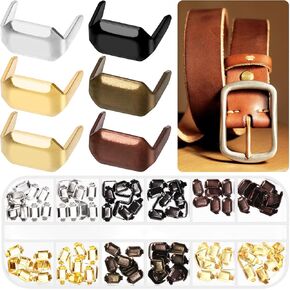 120Pcs 6Colors 8x5mm Brass Belt Leather Staples, Two Prong Claw Rivets Rectangle Belt Loops Fastener Holder Metal Leather Staples for Belts Keeper Craft Connector Repair in Kuwait